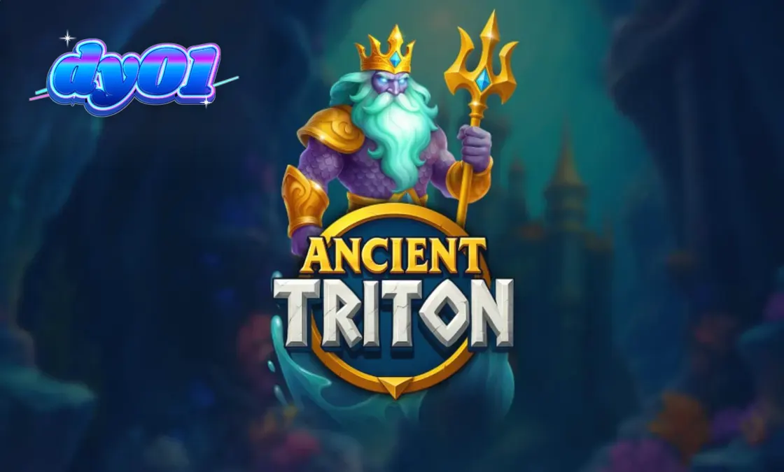 Pemandangan visual slot Ancient Triton dengan latar belakang istana bawah laut yang megah